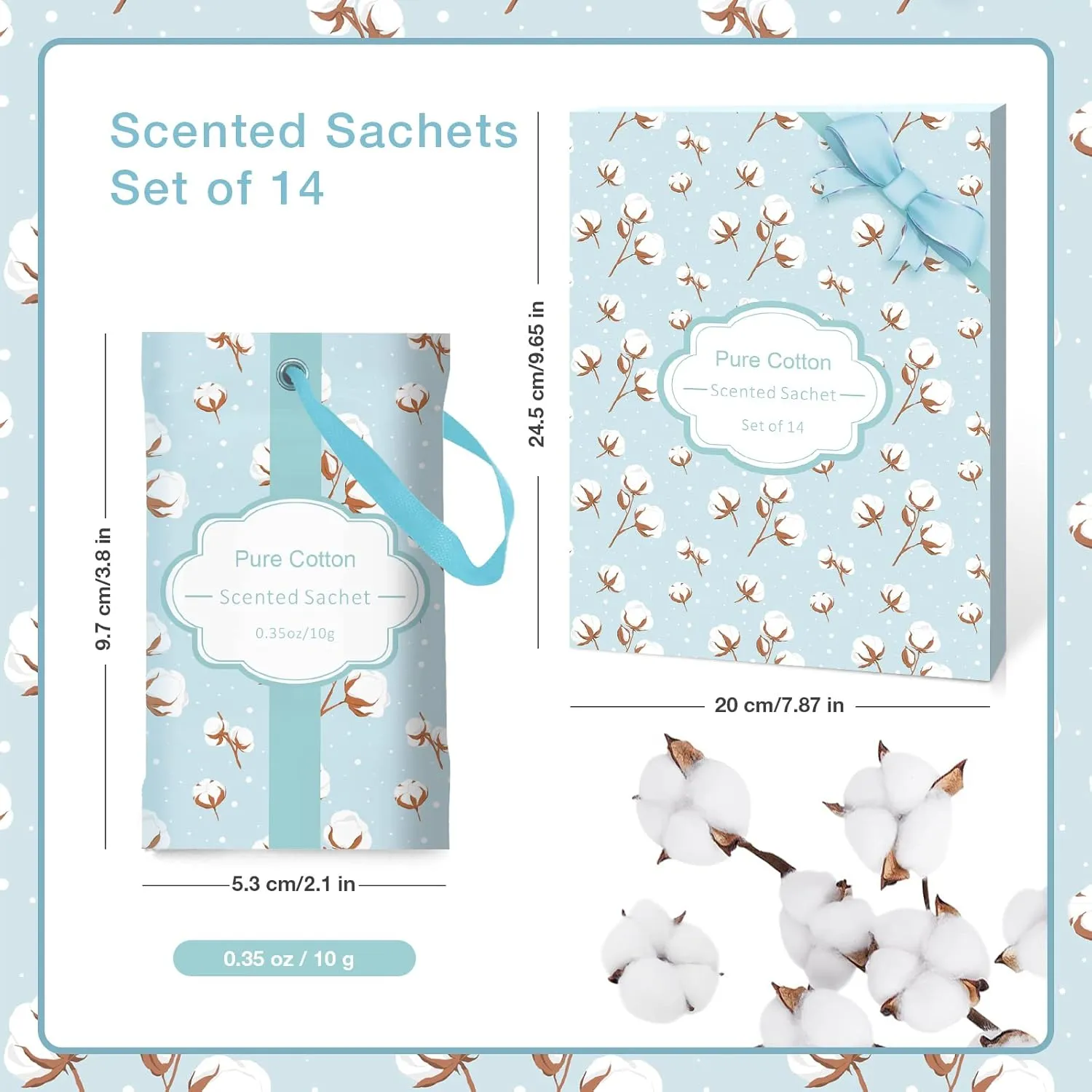 SCENTORINI Cotton Scented Sachets for Home, 14 Pack Bags Home Fragrance Sachet