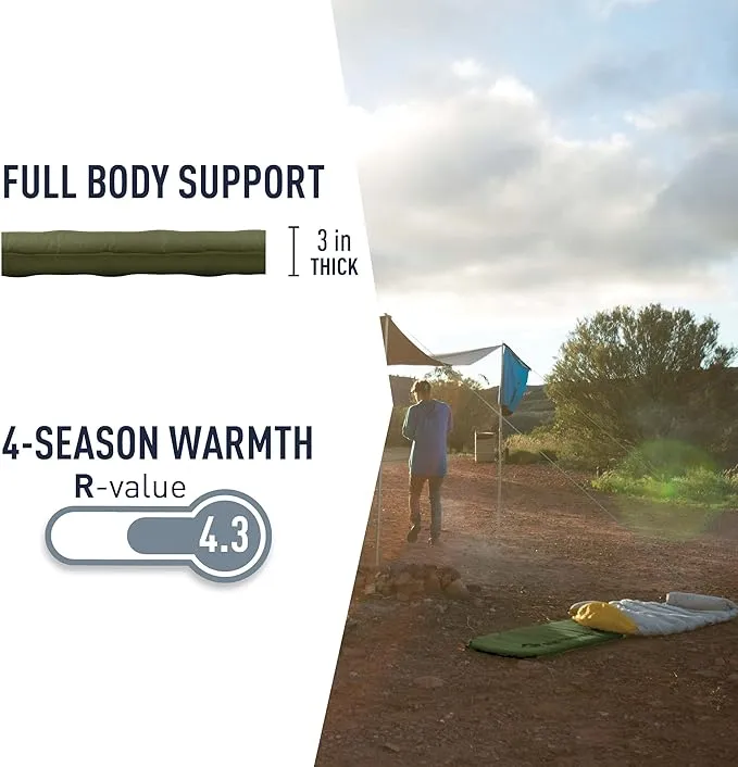 Sea to Summit Camp Plus Self-Inflating Foam Sleeping Mat for Camping, Rectangular - Large (79 x 25 x 3 inches)