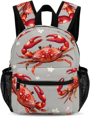 Seafood Marine Crabs Cherry Flowers 13 Inch Backpack Waterproof Lightweight Travel Backpack Purse Hiking Daypack