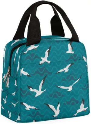 Seagulls Women Lunchbox for Work Blue Wave Lunchbag Lunchbox Fashion Lunch Tote Bag Ladies Lunch Bags for Work Insulated Adult Thermal Cooler Lunch Box Container
