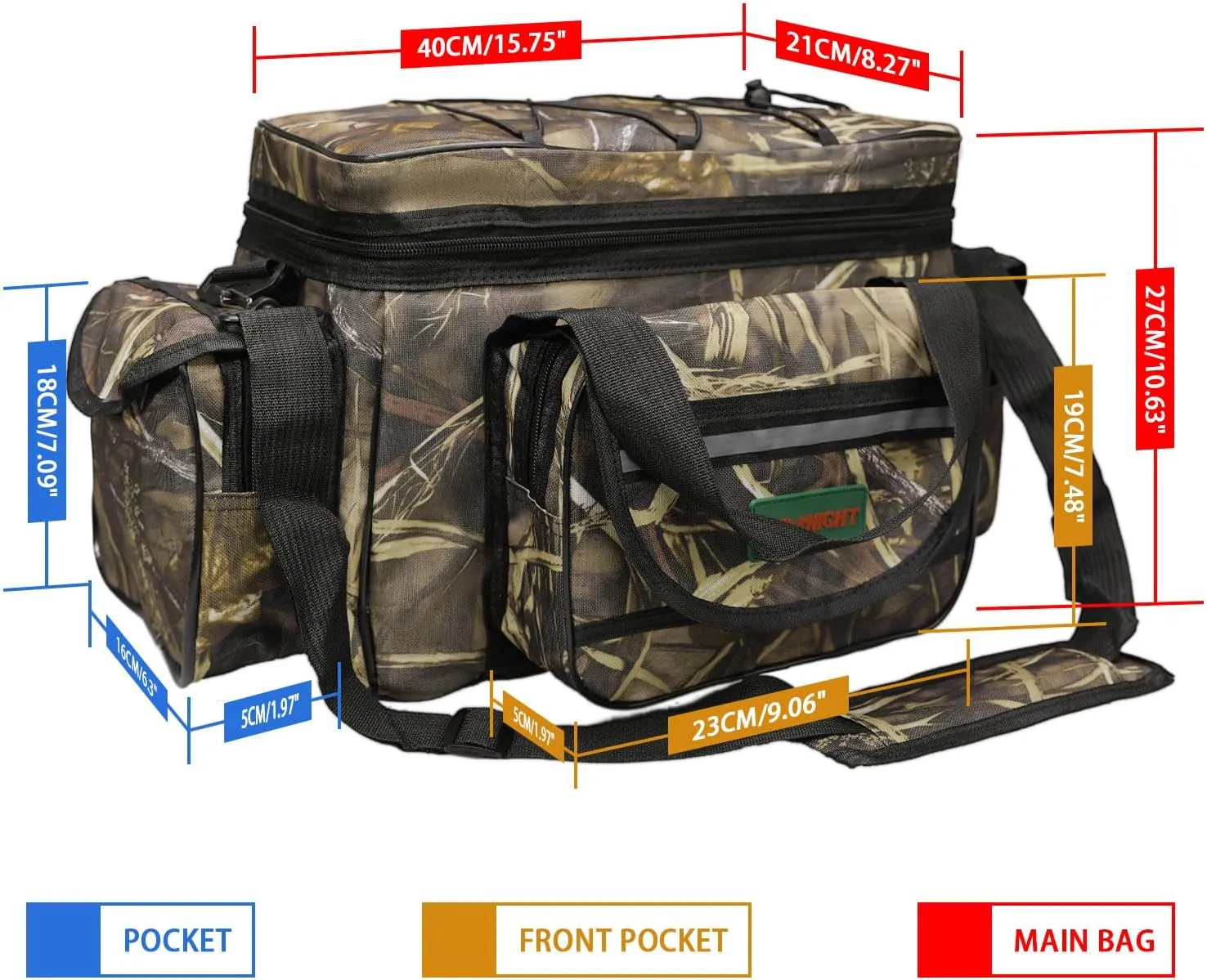 SeaKnight Fishing Tackle Bags for Saltwater or Freshwater Fishing - Water Resistant Material -Padded Shoulder Strap-Fishing Gear Storage
