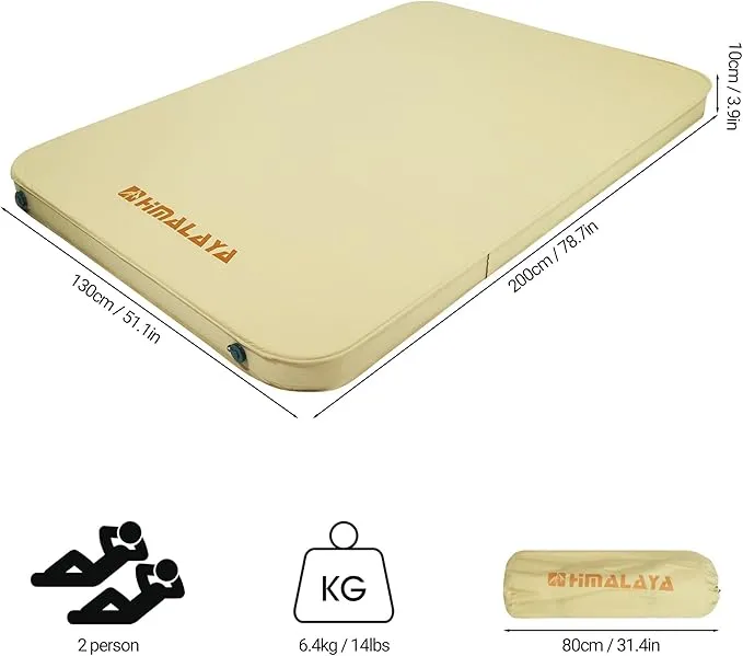 Self Inflating Sleeping Pad - 3.9" Thick Memory Foam for 2 Person - 4 Seasons Portable Lightweight Sleeping Mats for Camping Camping Mattress Pad for Backpacking Hiking Camping Essentials (Double)