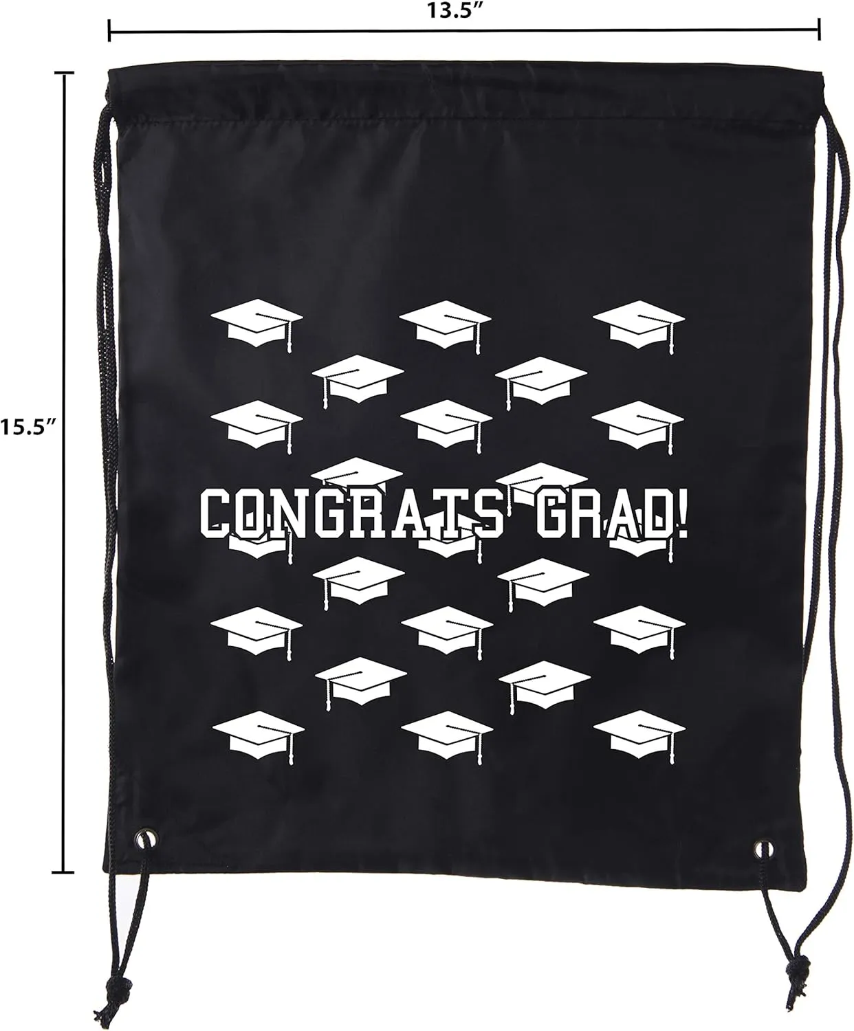 Senior Graduation Drawstring Backpacks Personalized Party Favor Cinch Bags - Grad Hat Grid
