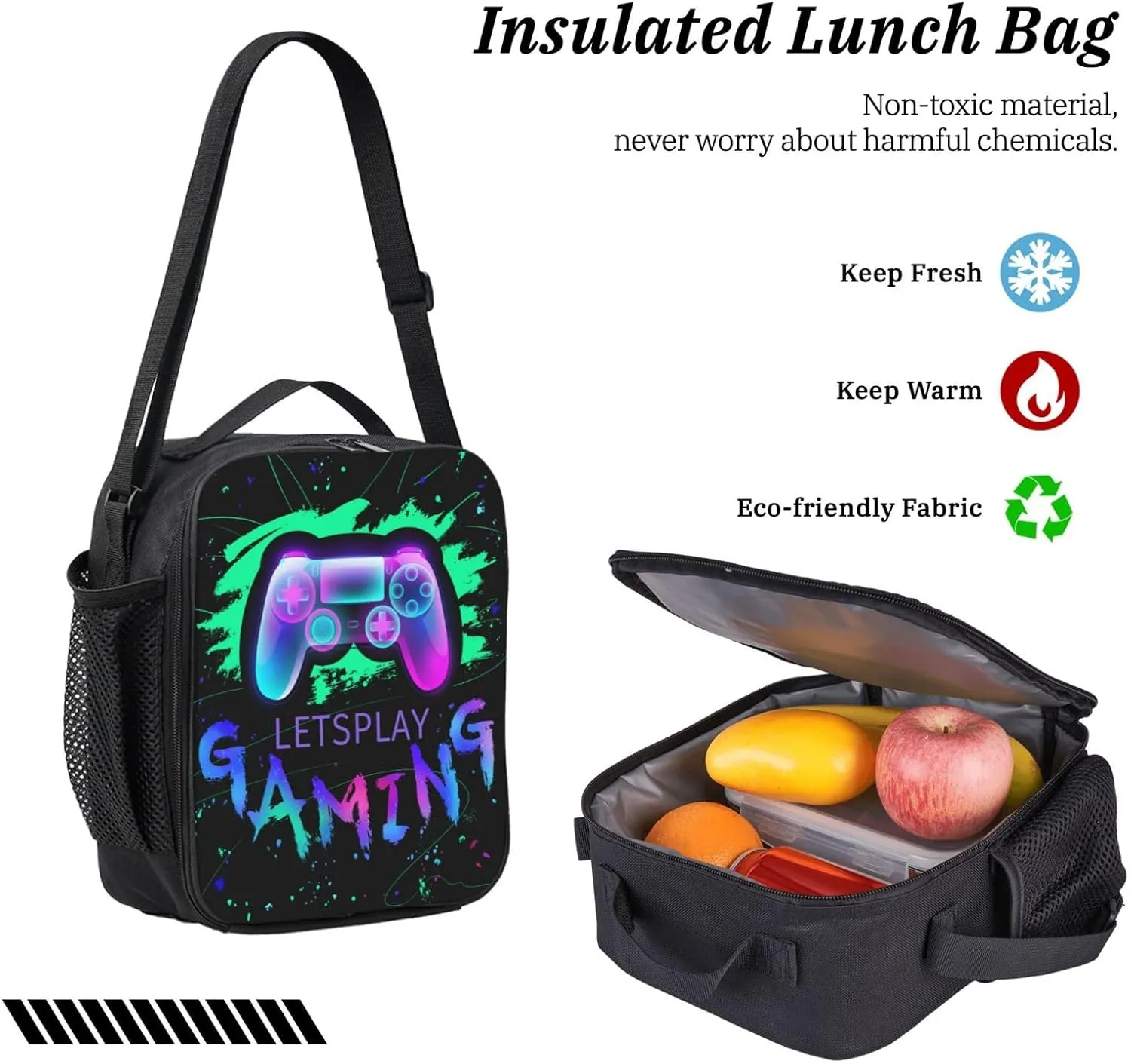 SENROLAN Gamepad Backpack Set Games Gaming Backpacks Lunch Bag Pencil Case 3 Pieces Boys Backpacks Ages 8-10