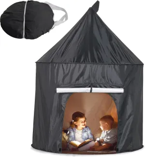 Sensory Tent for Kids with Autism,Half Pop-up Blackout-Tent with Mesh Ventilation Windows,Cubby for Special Needs as a Calm Down Corner with Black Storage Bag Indoor,Black