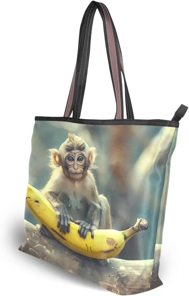 senya Monkey Banana Shoulder Bags Large Handle Ladies Handbag
