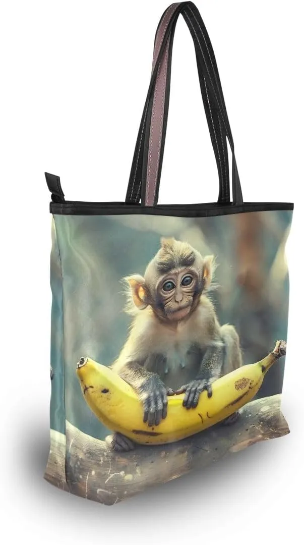 senya Monkey Banana Shoulder Bags Large Handle Ladies Handbag