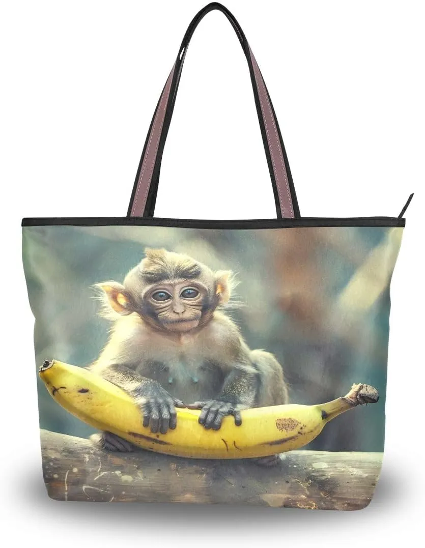 senya Monkey Banana Shoulder Bags Large Handle Ladies Handbag
