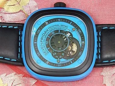 SEVENFRIDAY NEW Industrial Essence Blue Steel PVD Box/Papers/Warranty #P1-04