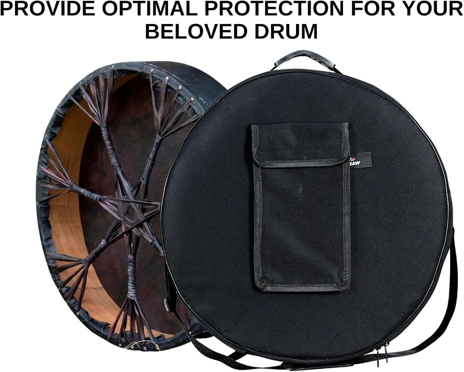 Shamanic Drum Bag, Bodhran Drum Bag, Handmade Frame Drum Bag, Hand Drum Protection, Waterproof Drum Cases (Black, 18 Inches X 6 Inches)