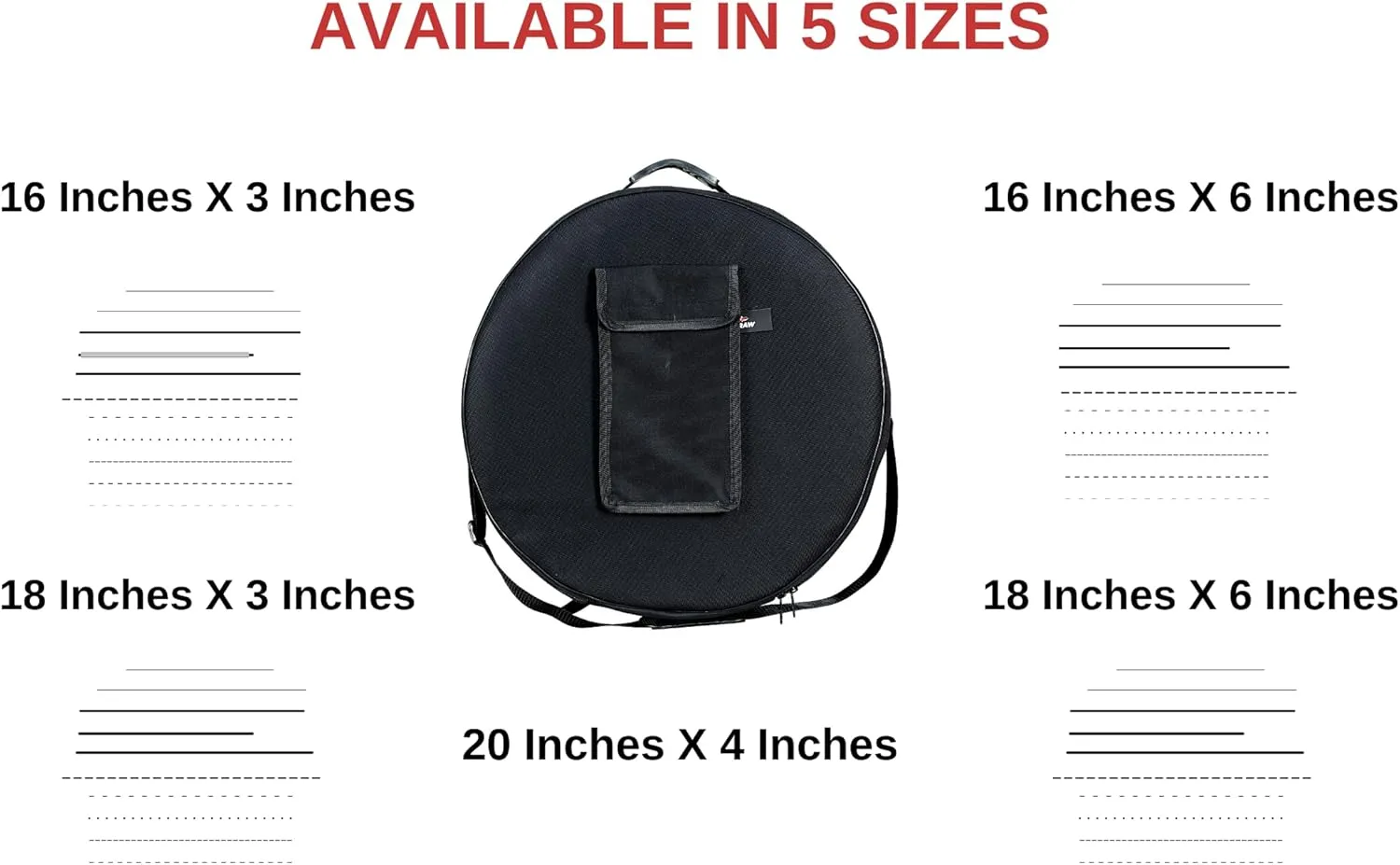 Shamanic Drum Bag, Bodhran Drum Bag, Handmade Frame Drum Bag, Hand Drum Protection, Waterproof Drum Cases (Black, 18 Inches X 6 Inches)
