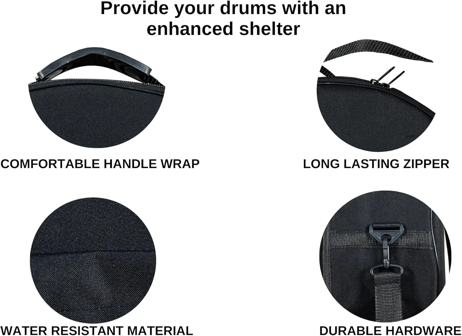 Shamanic Drum Bag, Bodhran Drum Bag, Handmade Frame Drum Bag, Hand Drum Protection, Waterproof Drum Cases (Black, 18 Inches X 6 Inches)