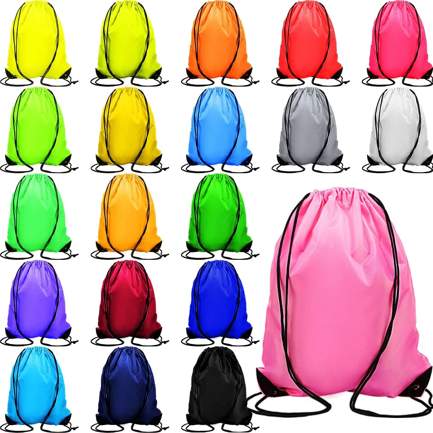 Shappy 80 Pack Drawstring Backpack Bulk Drawstring Bags with 20 Colors Waterproof Draw String Bags DIY Available for Group Hiking Yoga Gym Swimming Travel Beach Homeless