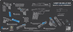 Shield Instructional Step by Step Gun Cleaning Mat Compatible for Smith & Wesso S&W M&P Shield EZ 12x27 Padded Work Surface Protector Mat Solvent & Oil Resistant