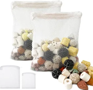 SHIGATSU Aquarium Filter Media Balls 2.2lb (1kg), Aquarium Replacement Filter Balls 12-in-1 Ceramic Rings Set with Mesh Bag for Marine and Freshwater Pond Fish Tank