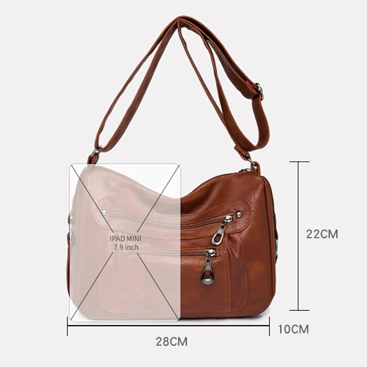 Shoulder Purses Soft Leather Stylish Solid Crossbody Bag Trend Versatile Pocket Shoulder Bag