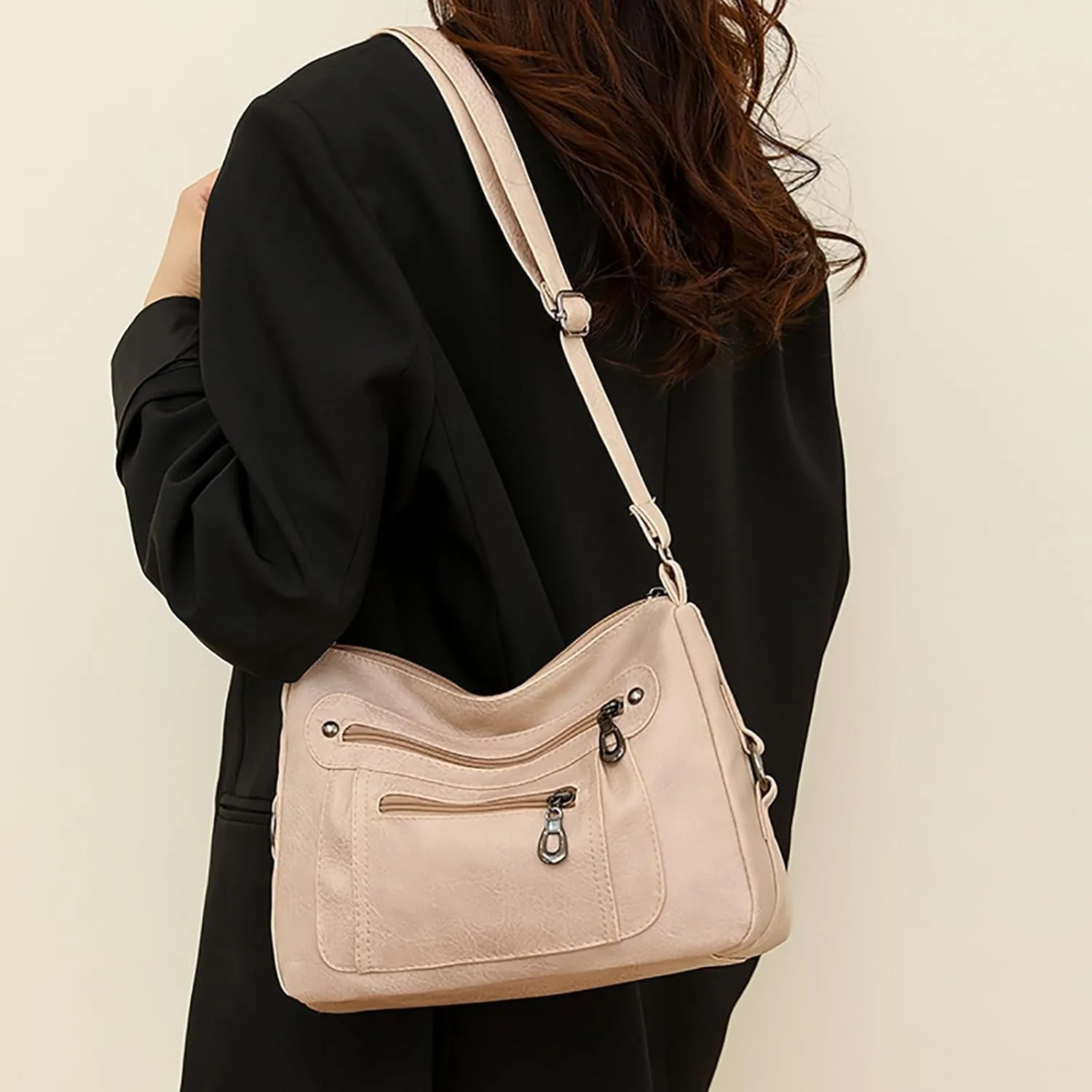 Shoulder Purses Soft Leather Stylish Solid Crossbody Bag Trend Versatile Pocket Shoulder Bag