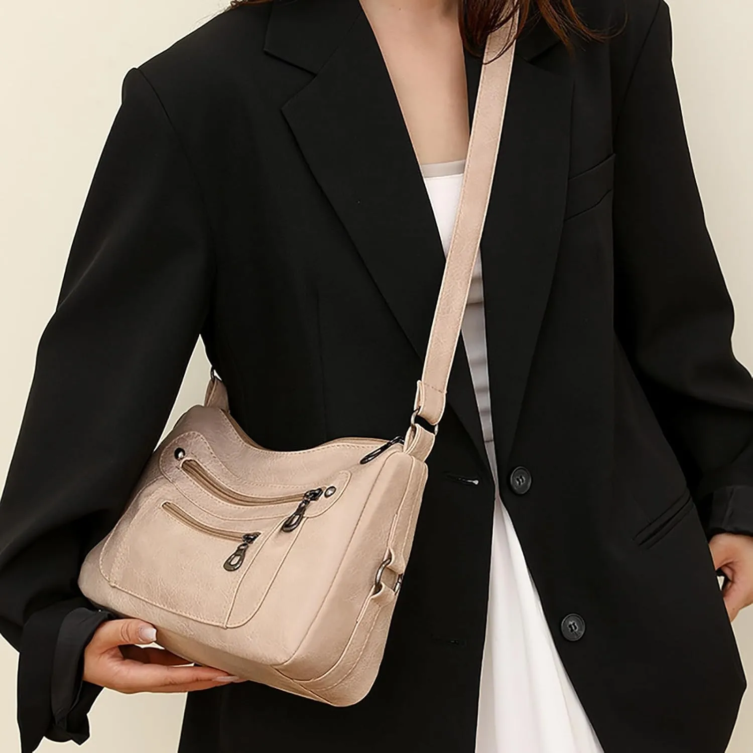 Shoulder Purses Soft Leather Stylish Solid Crossbody Bag Trend Versatile Pocket Shoulder Bag