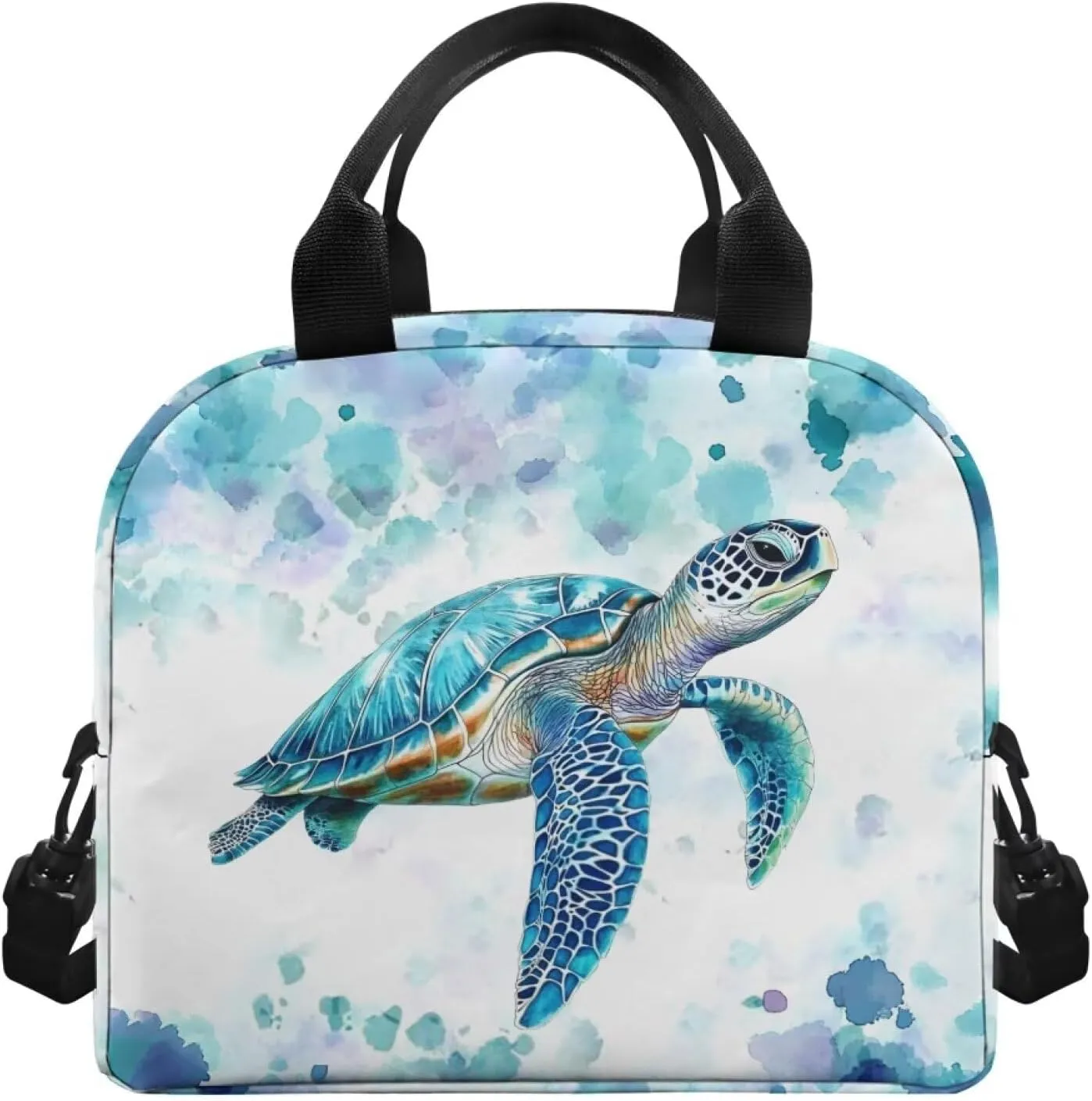 Showudesigns Sea Turtle Lunch Bags for Girls 10-12 12-14 Kids Insulated Lunch Box Reusable Lunch Tote Bag with Handles Middle School Lunchbox Containers Hippie Thermal Meal Tote Kit