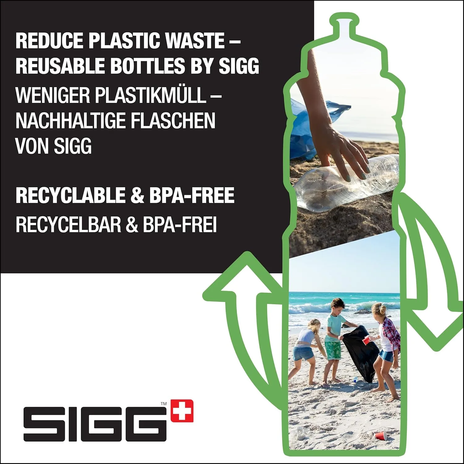 SIGG - WMB Sports Water Bottle - Made in Switzerland - With 3-Stage Sport Cap - Lightweight Metal - Gym, Biking - 25 Oz