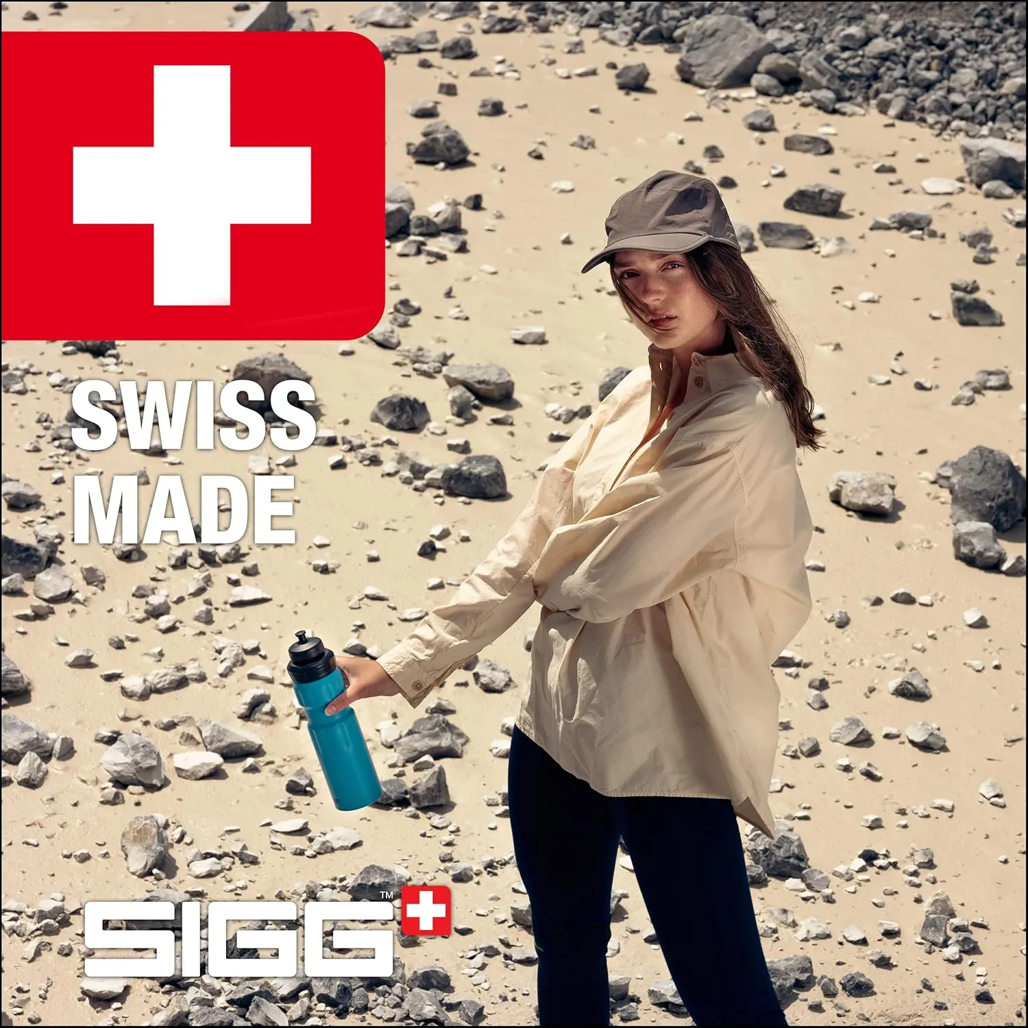 SIGG - WMB Sports Water Bottle - Made in Switzerland - With 3-Stage Sport Cap - Lightweight Metal - Gym, Biking - 25 Oz