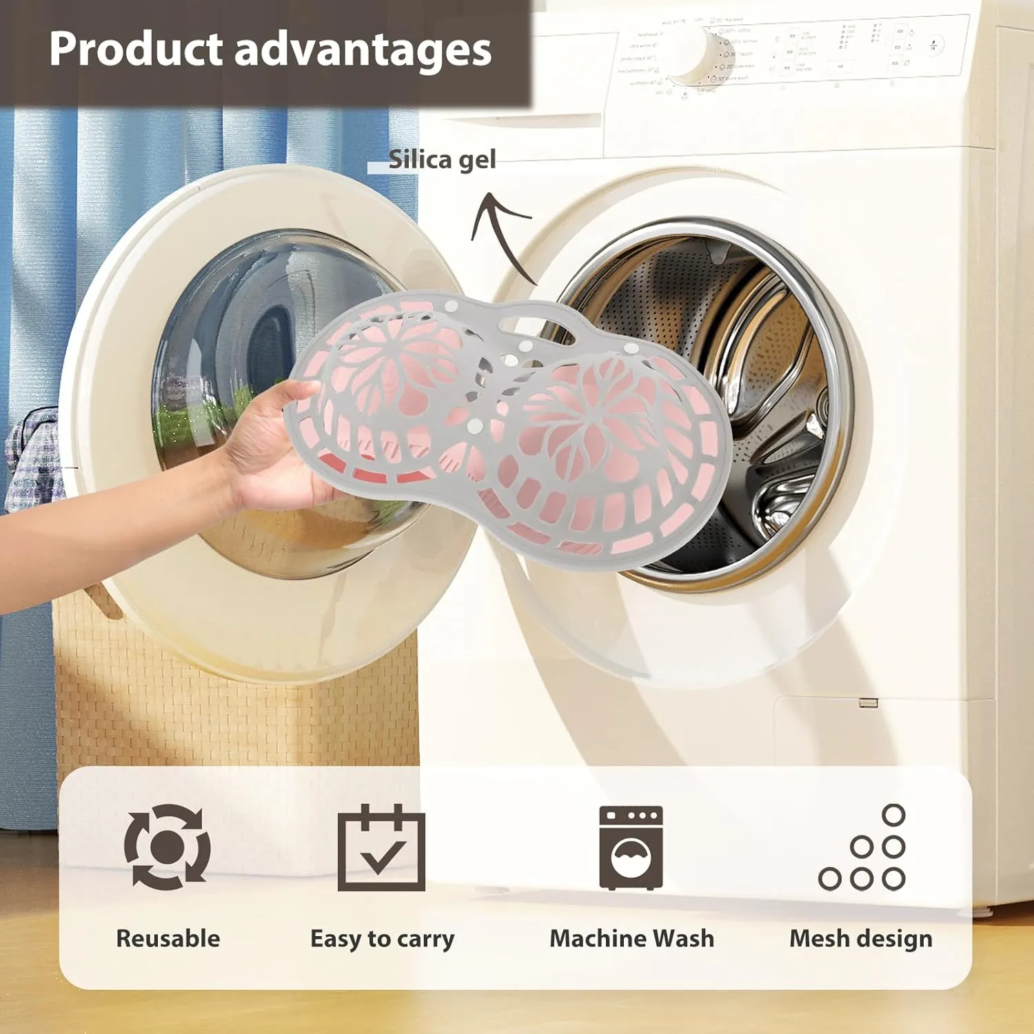 Silicone Bra Washing Bags for Laundry, Mesh Delicate Laundry Bags for Wired and Wireless Bras, Snap Closure Bra Washer Protector for Washing Machine, Bra Bags for Laundry A-36 Cups (Grey)