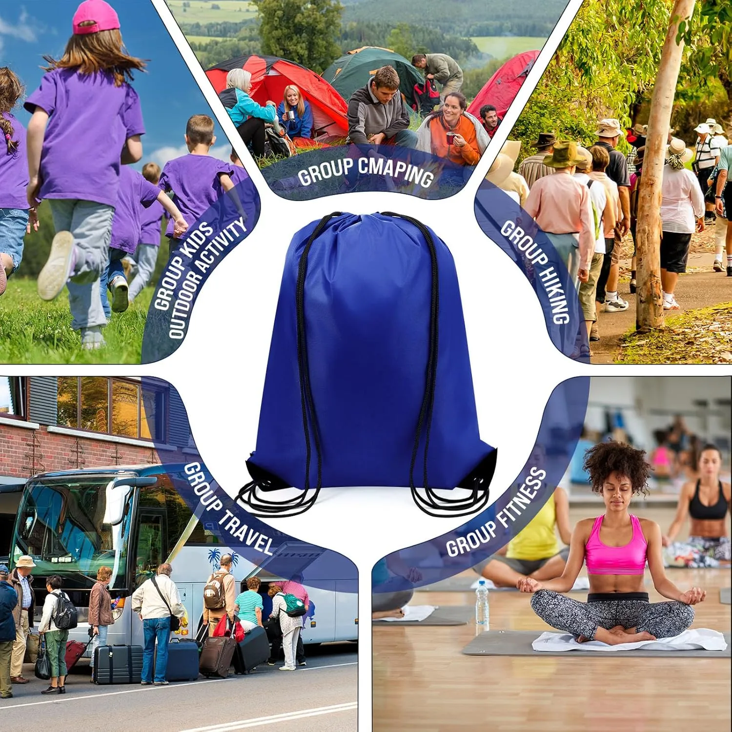 Silkfly 100 Pieces Drawstring Backpack Bags Bulk Portable Blank Cinch Storage Bags for Sports, School, DIY Gifts, Homeless, Social Assistance(Royal Blue)