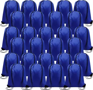 Silkfly 100 Pieces Drawstring Backpack Bags Bulk Portable Blank Cinch Storage Bags for Sports, School, DIY Gifts, Homeless, Social Assistance(Royal Blue)