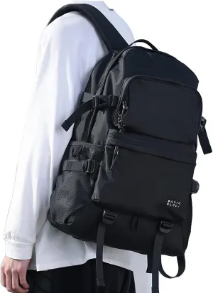 Simple Mens Backpacks for Working with Laptop Compartment,Camping Rucksack Backpack for Men College,Lightweight Hiking Travel Computer Bag Fits 15.6 Inch Notebook,Black