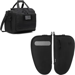 Single Padded Pistol Bag Large (Black)   Range Bag Large for 4  Pistol (Black), Lockable Zipper, Durable Material, Compact Design