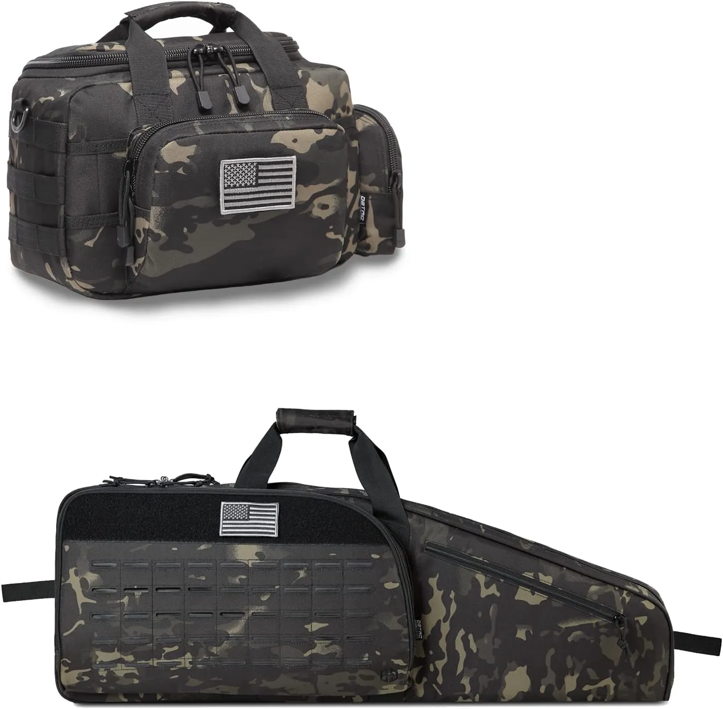 Single Rifle Bag 35" (Black Camo)   Range Bag Small for 2X Pistol (Black Camo), Lockable Zipper, Durable Material, Compact Design