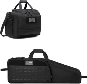 Single Rifle Bag 35" (Black)   Range Bag Large for 4  Pistol (Black), Lockable Zipper, Durable Material, Compact Design