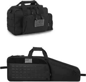 Single Rifle Bag 35" (Black)   Range Bag Small for 2X Pistol (Black), Lockable Zipper, Durable Material, Compact Design