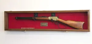 Single Rifle Display Case Wall Rack Cabinet w/UV Protection -Lockable, Walnut
