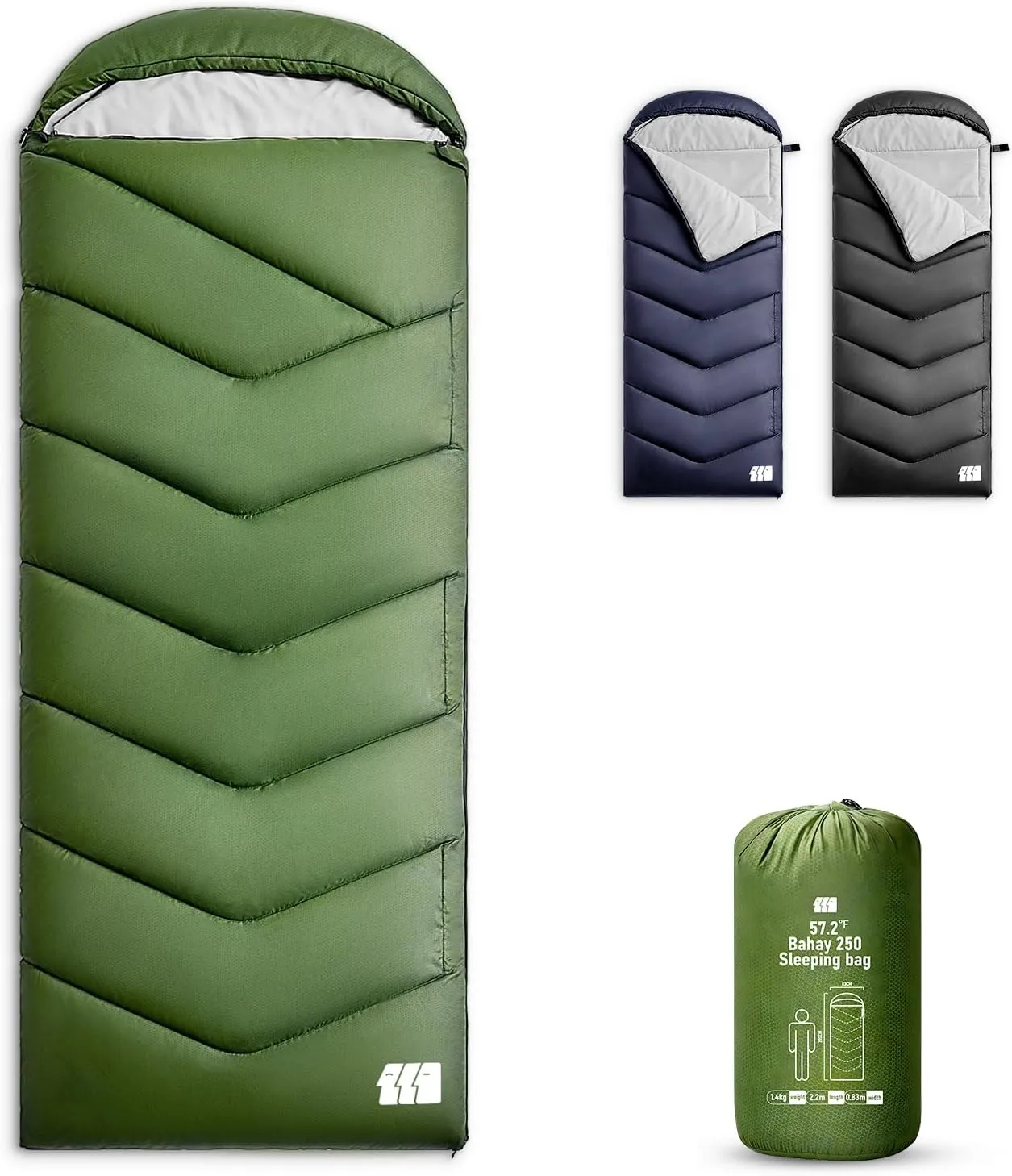 Sleeping Bags for Adults Warm Weather, Waterproof, Lightweight Backpacking Camping 3 Seasons Sleeping Bag with Compression Sack Camping Essentials Gear
