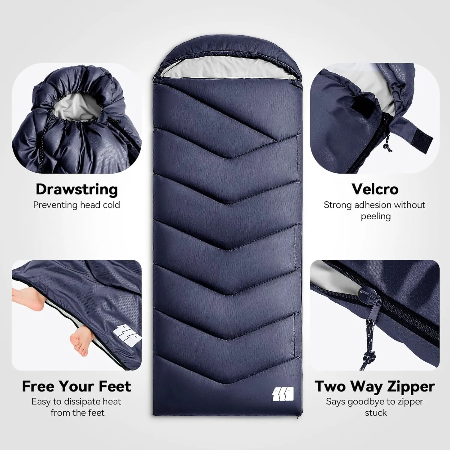 Sleeping Bags for Adults Warm Weather, Waterproof, Lightweight Backpacking Camping 3 Seasons Sleeping Bag with Compression Sack Camping Essentials Gear