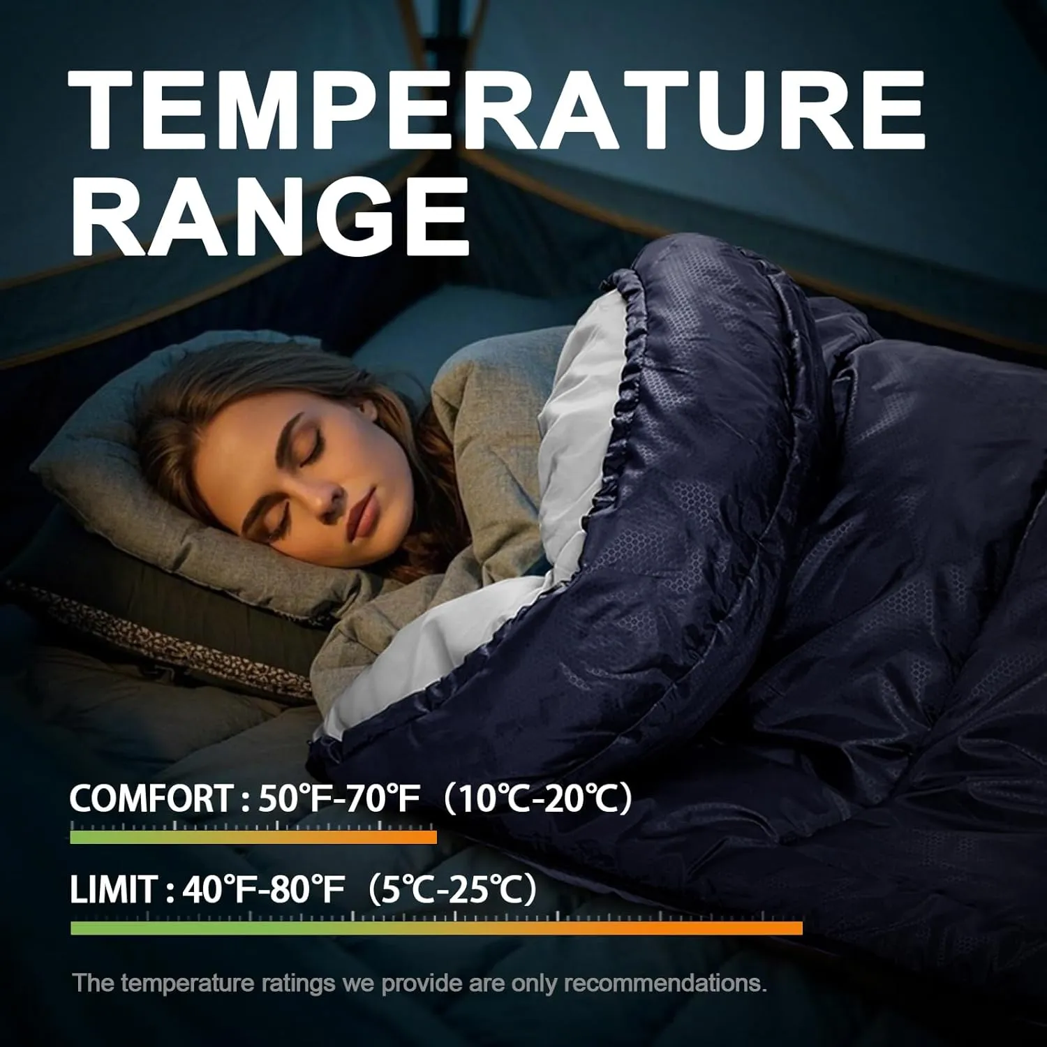 Sleeping Bags for Adults Warm Weather, Waterproof, Lightweight Backpacking Camping 3 Seasons Sleeping Bag with Compression Sack Camping Essentials Gear