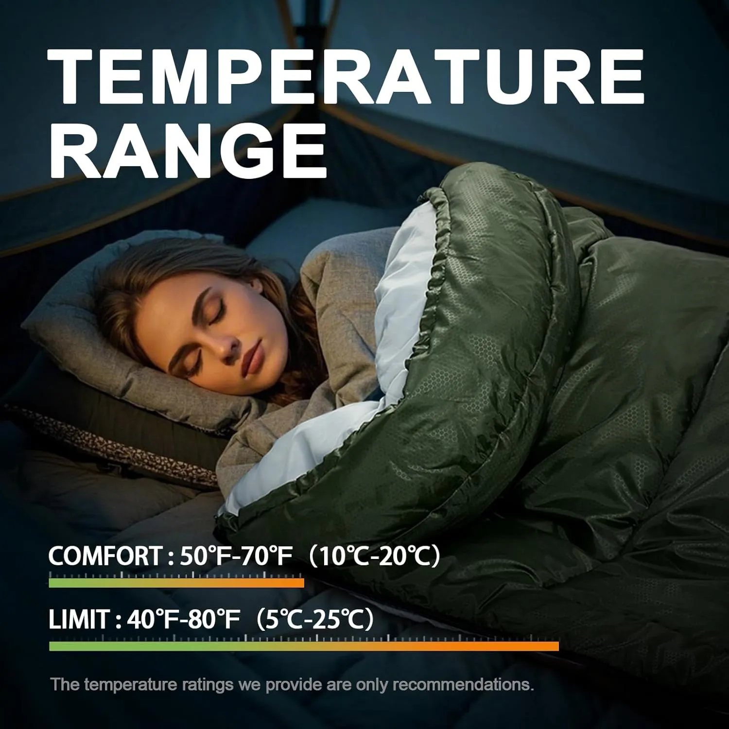 Sleeping Bags for Adults Warm Weather, Waterproof, Lightweight Backpacking Camping 3 Seasons Sleeping Bag with Compression Sack Camping Essentials Gear