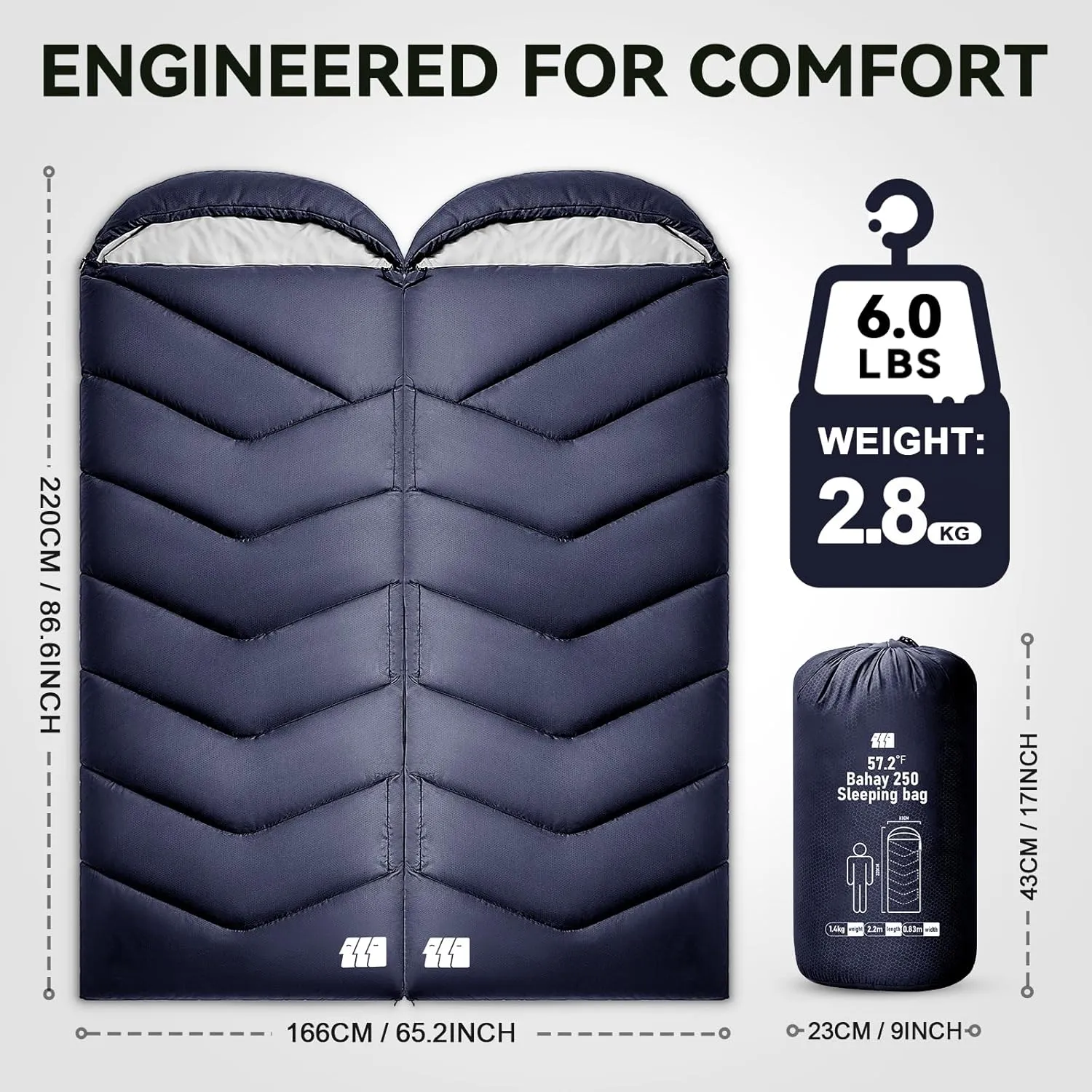 Sleeping Bags for Adults Warm Weather, Waterproof, Lightweight Backpacking Camping 3 Seasons Sleeping Bag with Compression Sack Camping Essentials Gear