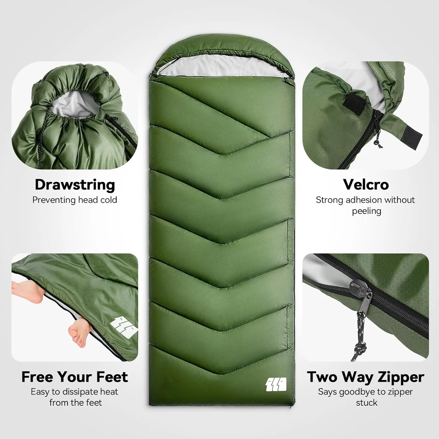 Sleeping Bags for Adults Warm Weather, Waterproof, Lightweight Backpacking Camping 3 Seasons Sleeping Bag with Compression Sack Camping Essentials Gear