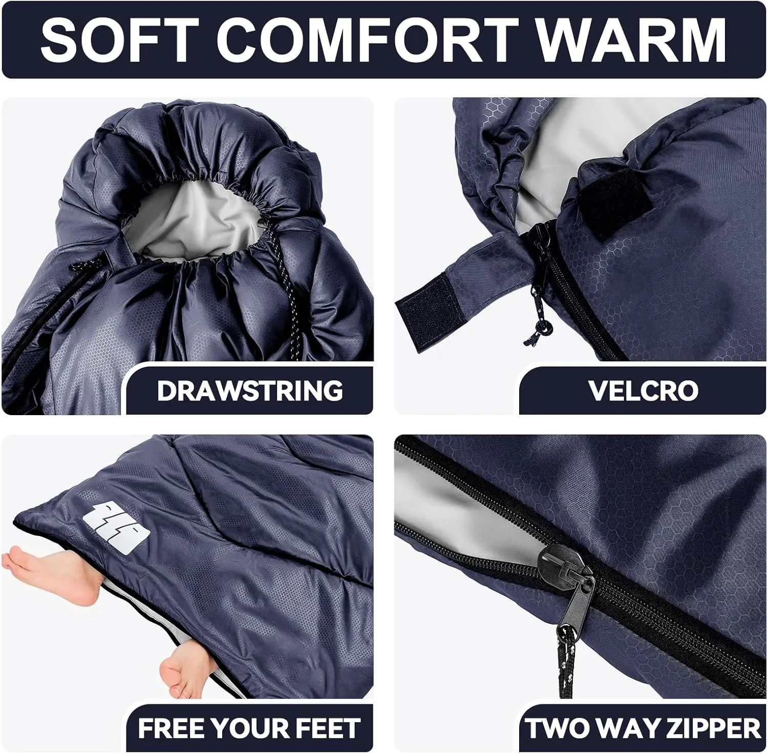 Sleeping Bags for Adults Warm Weather, Waterproof, Lightweight Backpacking Camping 3 Seasons Sleeping Bag with Compression Sack Camping Essentials Gear
