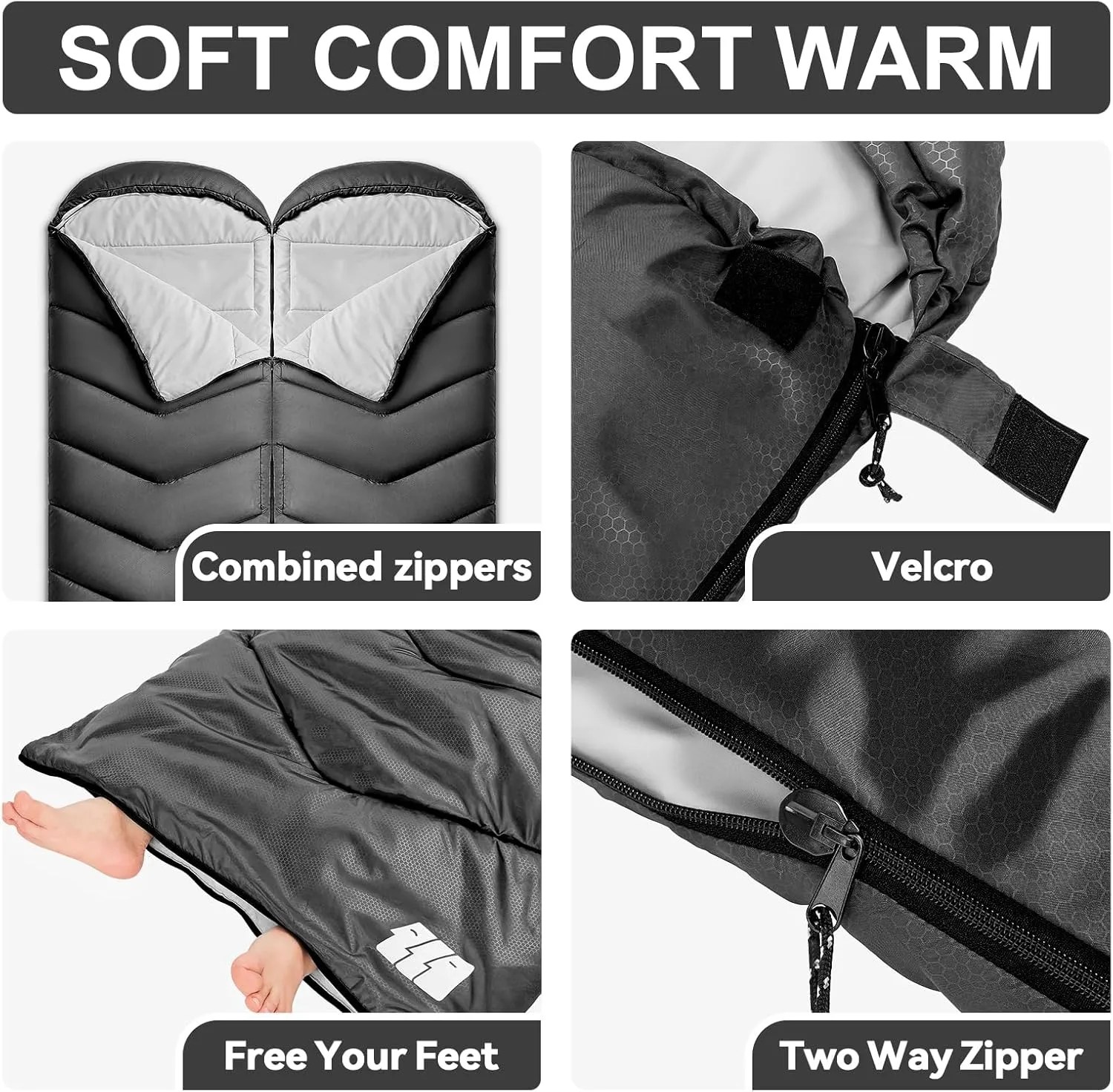 Sleeping Bags for Adults Warm Weather, Waterproof, Lightweight Backpacking Camping 3 Seasons Sleeping Bag with Compression Sack Camping Essentials Gear