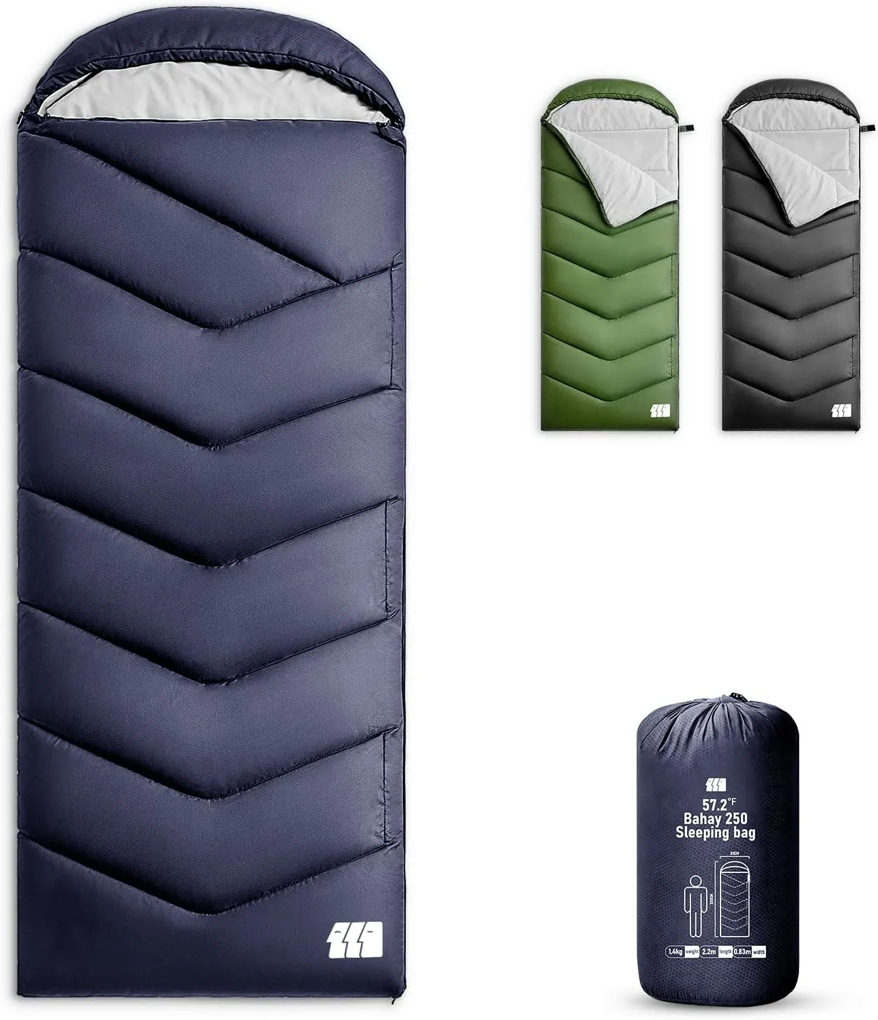 Sleeping Bags for Adults Warm Weather, Waterproof, Lightweight Backpacking Camping 3 Seasons Sleeping Bag with Compression Sack Camping Essentials Gear