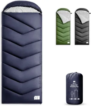 Sleeping Bags for Adults Warm Weather, Waterproof, Lightweight Backpacking Camping 3 Seasons Sleeping Bag with Compression Sack Camping Essentials Gear