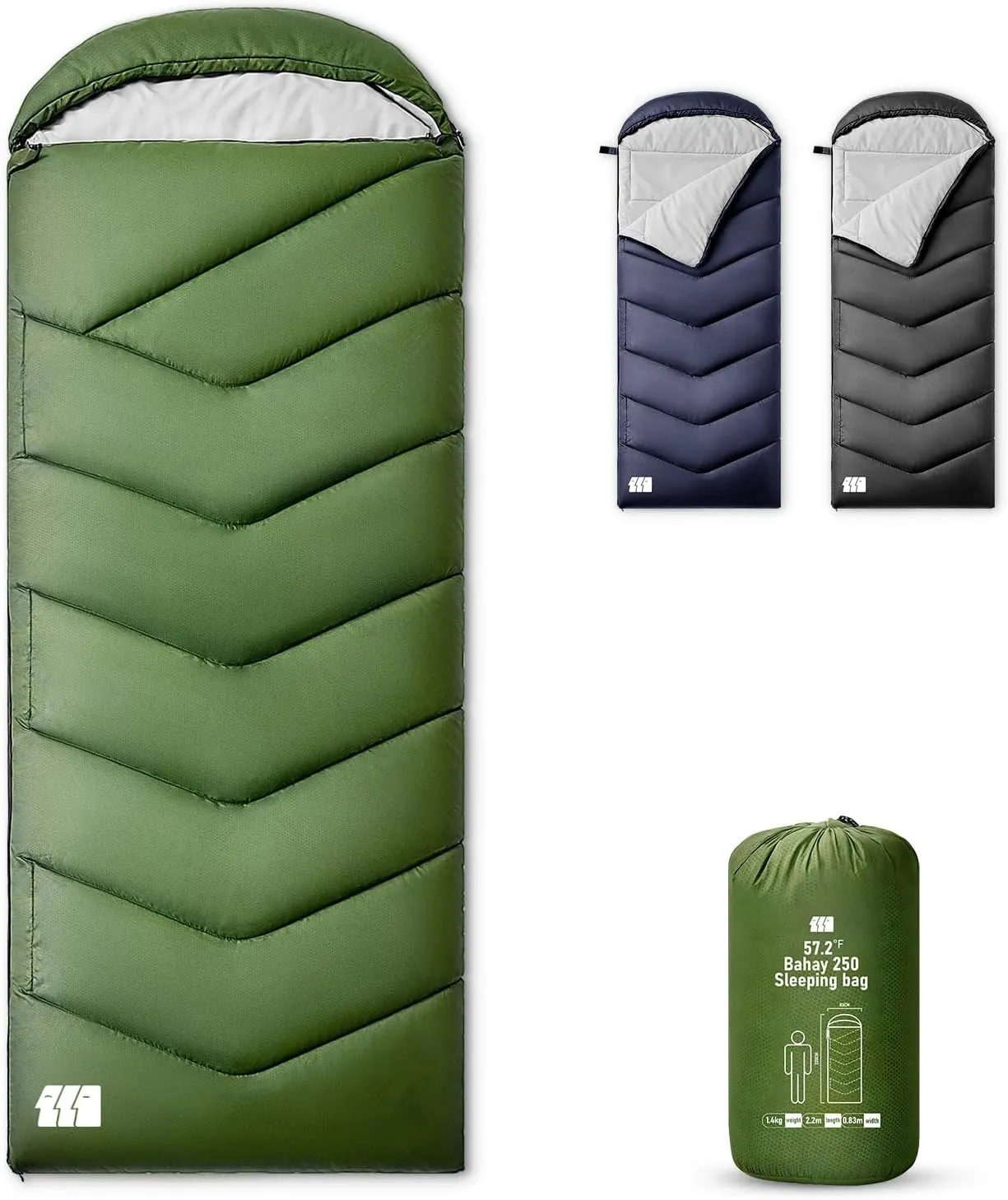 Sleeping Bags for Adults Warm Weather, Waterproof, Lightweight Backpacking Camping 3 Seasons Sleeping Bag with Compression Sack Camping Essentials Gear