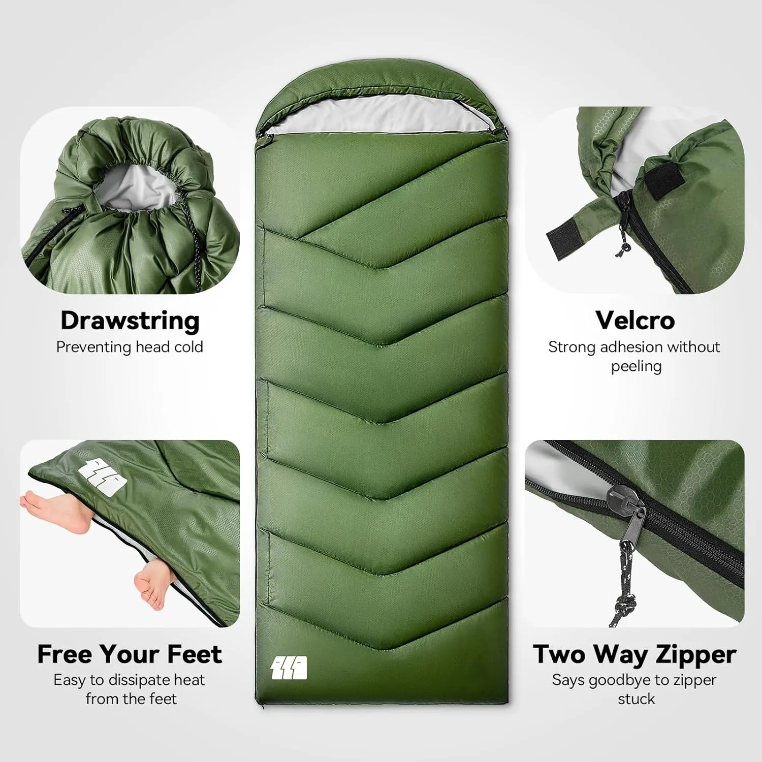 Sleeping Bags for Adults Warm Weather, Waterproof, Lightweight Backpacking Camping 3 Seasons Sleeping Bag with Compression Sack Camping Essentials Gear