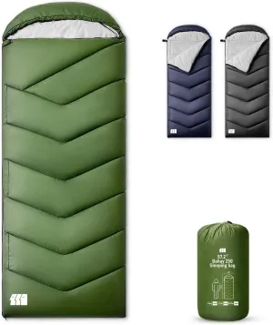 Sleeping Bags for Adults Warm Weather, Waterproof, Lightweight Backpacking Camping 3 Seasons Sleeping Bag with Compression Sack Camping Essentials Gear