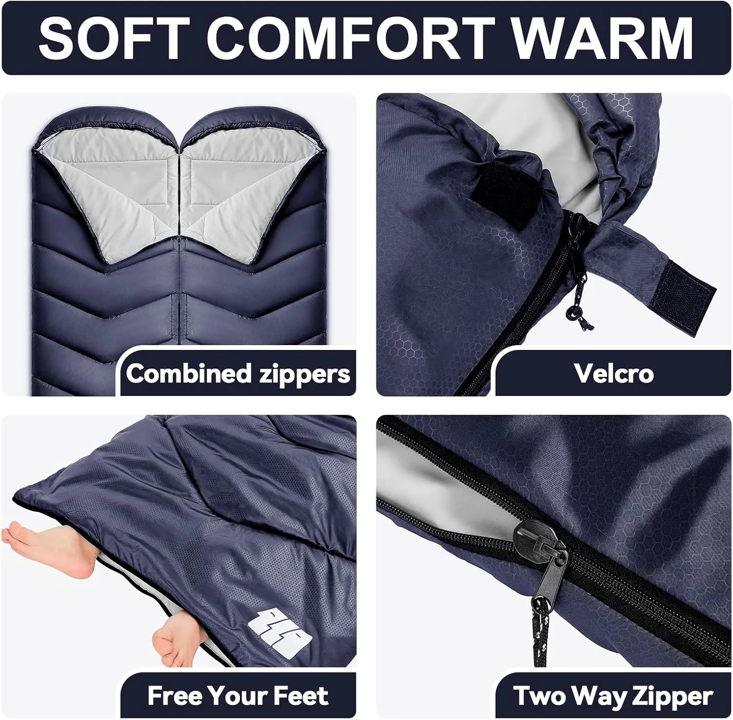 Sleeping Bags for Adults Warm Weather, Waterproof, Lightweight Backpacking Camping 3 Seasons Sleeping Bag with Compression Sack Camping Essentials Gear