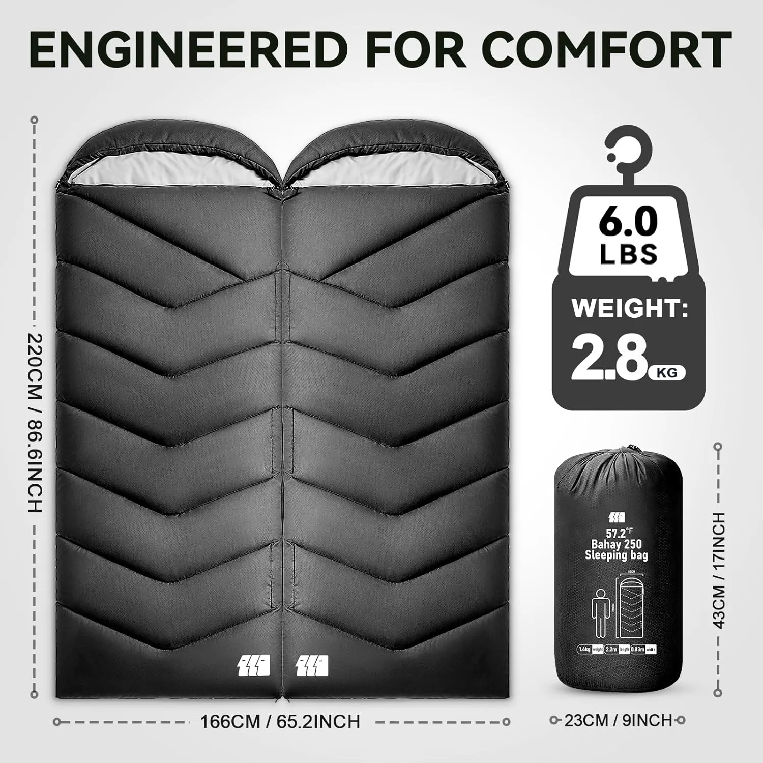 Sleeping Bags for Adults Warm Weather, Waterproof, Lightweight Backpacking Camping 3 Seasons Sleeping Bag with Compression Sack Camping Essentials Gear