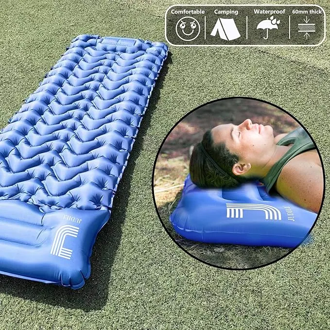 Sleeping Pad Ultralight Inflatable Sleeping Pad for Camping, 77''X27'', Built-in Pump, Ultimate for Camping, Hiking - Airpad, Carry Bag, Waterproof - Compact & Lightweight Air Mattress